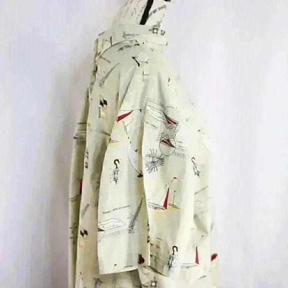 Puritan size 3XL 100% cotton nautical theme short sleeve button down shirt tan - Picture 8 of 16